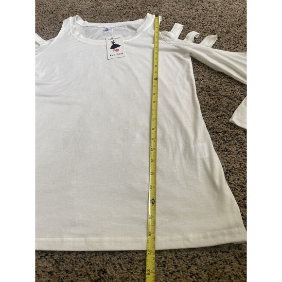 *NEW W/TAG* Leo Rosi long sleeve cold shoulder slit top size S - Picture 7 of 8